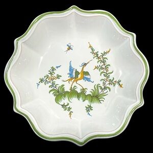 Vintage 1960s Lallier à Moustiers Hand Painted Small Dish France - Bird Floral